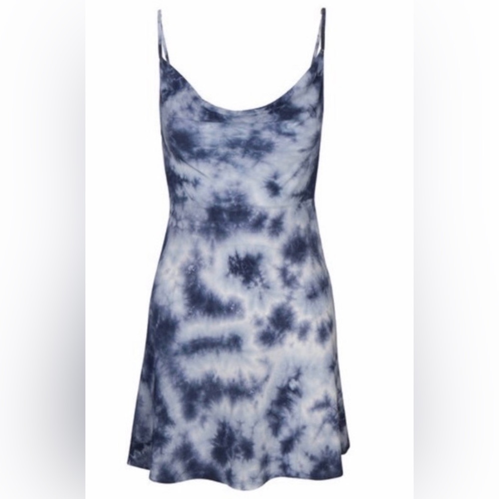 Navy & White Tie-Dye Slip Dress